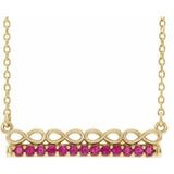 14K Yellow Natural Ruby Infinity-Inspired Bar 18" Necklace