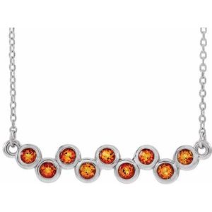 Platinum Natural Citrine Bezel-Set Bar 16-18" Necklace
