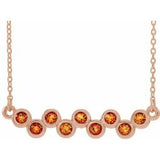14K Rose Natural Citrine Bezel-Set Bar 16-18" Necklace