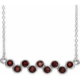 Platinum Natural Mozambique Garnet Bezel-Set Bar 16-18" Necklace