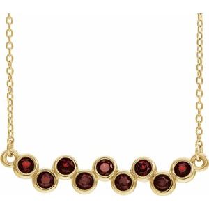 14K Yellow Natural Mozambique Garnet Bezel-Set Bar 16-18" Necklace