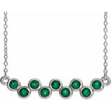 Platinum Natural Emerald Bezel-Set Bar 16-18" Necklace