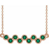 14K Rose Lab-Grown Emerald Bezel-Set Bar 16-18" Necklace