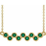 14K Yellow Natural Emerald Bezel-Set Bar 16-18" Necklace