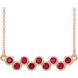 14K Rose Lab-Grown Ruby Bezel-Set Bar 16-18" Necklace