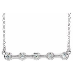 Platinum 1/6 CTW Natural Diamond Bezel-Set Bar 16" Necklace