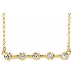 14K Yellow 1/6 CTW Natural Diamond Bezel-Set Bar 18" Necklace