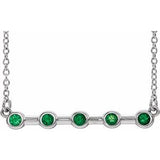 Platinum Lab-Grown Emerald Bezel-Set Bar 18" Necklace