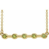 14K Yellow Natural Peridot Bezel-Set Bar 18" Necklace