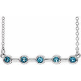 Sterling Silver Natural Aquamarine Bezel-Set Bar 16" Necklace