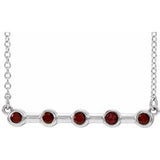 Platinum Natural Mozambique Garnet Bezel-Set Bar 16" Necklace