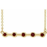 14K Yellow Natural Mozambique Garnet Bezel-Set Bar 16" Necklace