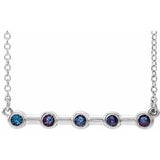14K White Lab-Grown Alexandrite Bezel-Set Bar 16" Necklace