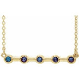 14K Yellow Lab-Grown Alexandrite Bezel-Set Bar 18" Necklace