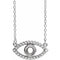 14K White 3.5 mm Round Natural White Sapphire Semi-Set Evil Eye 18