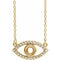 14K Yellow 3.5 mm Round Natural White Sapphire Semi-Set Evil Eye 16