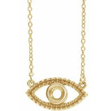14K Yellow Accented Evil Eye 16" Necklace Mounting