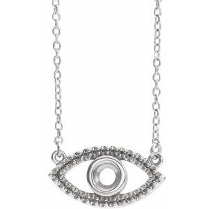 Sterling Silver Accented Evil Eye 16" Necklace Mounting