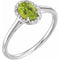 14K White 7x5 mm Natural Peridot & .03 CTW Natural Diamond Ring