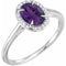 14K White 8x6 mm Natural Amethyst & .04 CTW Natural Diamond Ring