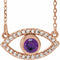 14K Rose Natural Amethyst & Natural White Sapphire Evil Eye 16