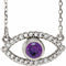 Sterling Silver Natural Amethyst & Natural White Sapphire Evil Eye 16
