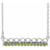 Sterling Silver Natural Peridot Infinity-Inspired Bar 16" Necklace