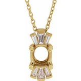 14K Yellow 6 mm Round 1/6 CTW Natural Diamond Semi-Set 16-18" Necklace