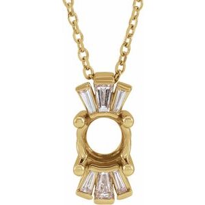 14K Yellow 6 mm Round 1/6 CTW Natural Diamond Semi-Set 16-18" Necklace