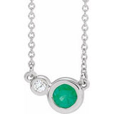 Sterling Silver Natural Emerald & .02 CTW Natural Diamond 16" Necklace