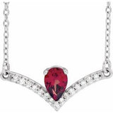 14K White Natural Mozambique Garnet & .06 CTW Natural Diamond 16" Necklace