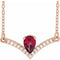 14K Rose Natural Mozambique Garnet & .06 CTW Natural Diamond 18
