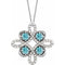14K White Natural Blue Zircon & 1/8 CTW Natural Diamond Clover 18