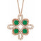 14K Rose Natural Emerald & 1/6 CTW Natural Diamond Clover 18