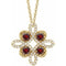 14K Yellow Natural Mozambique Garnet & 1/6 CTW Natural Diamond Clover 18