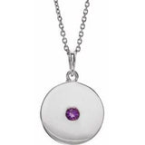 Sterling Silver Natural Amethyst Disc 16-18" Necklace