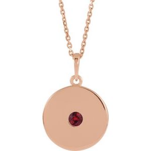 14K Rose Lab-Grown Ruby Disc 16-18" Necklace