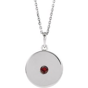 Platinum Natural Mozambique Garnet Disc 16-18" Necklace