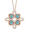 14K Rose Natural Blue Zircon & 1/8 CTW Natural Diamond Clover 18
