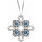 14K White Natural Aquamarine & 1/6 CTW Natural Diamond Clover 18