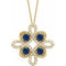 14K Yellow Natural Blue Sapphire & 1/6 CTW Natural Diamond Clover 18
