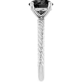 14K White Gold Natural Black Onyx Ring