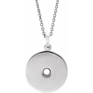 Sterling Silver 3 mm Round Disc 16-18" Necklace Mounting