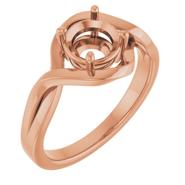 14K Rose6.5 mm Round Ring Mounting