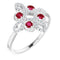 14K White Natural Ruby & 1/8 CTW Natural Diamond Semi-Set Clover Ring