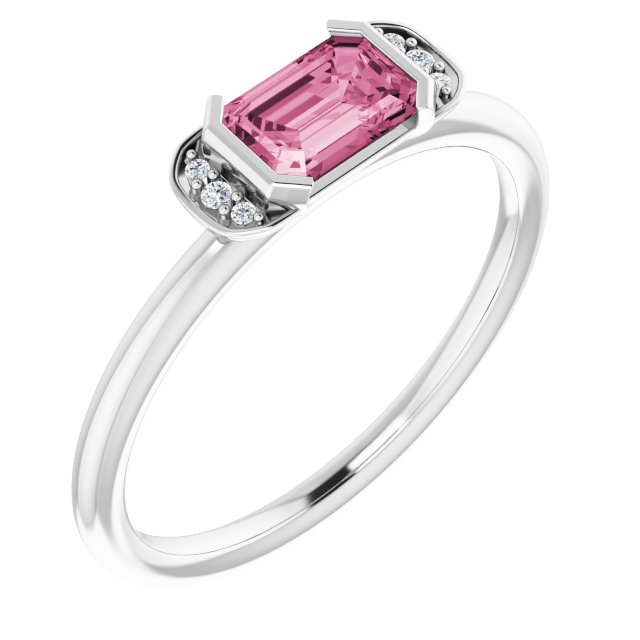 Sterling Silver Natural Pink Tourmaline & .02 CTW Natural Diamond Stackable Ring