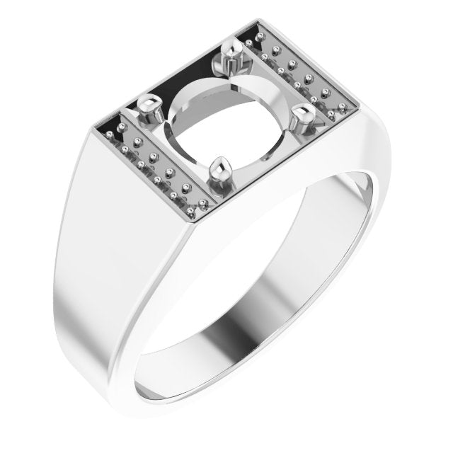 Sterling Silver 8x8 mm Cushion Ring Mounting