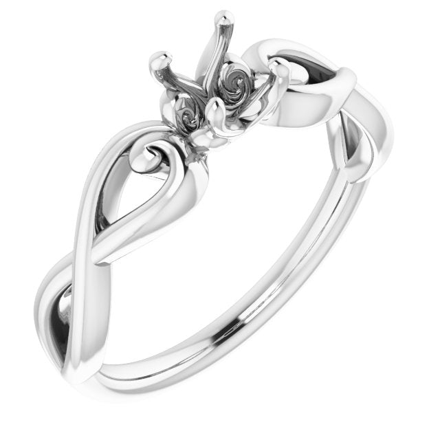 14K X1 White4.8 mm Round Ring Mounting