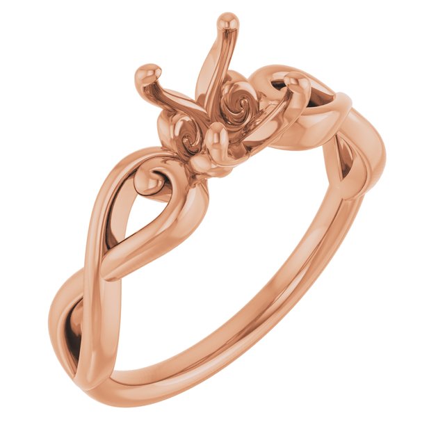 14K Rose6.5 mm Round Ring Mounting