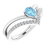 Sterling Silver Natural Aquamarine & 1/6 CTW Natural Diamond Ring